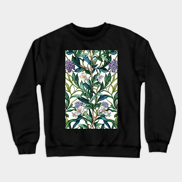 Floral Garden Botanical Print with Lilac and Daisy Crewneck Sweatshirt by FloralFancy